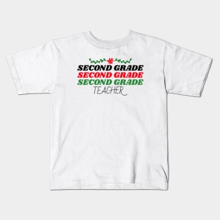 Second Grade Teacher Christmas Kids T-Shirt